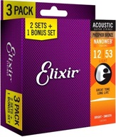 ELIXIR 16545 FOSFOR BRONZ SET 3X12-53 3-BALENIE AKUSTICKÉ STRUNY 16052