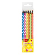 Trojuholníkové farebné ceruzky čierne neónové drevo 6 ks