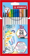 STABILO Pen 68 štetcových popisovačov, 12 farieb