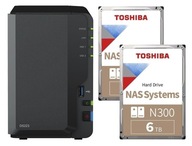 NAS Synology DS223 2GB + 2x 6TB Toshiba
