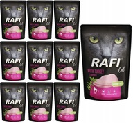 RAFI vlhké krmivo pre mačky s TURECKO vrecúškom 100g x 10 BALENIE 1KG