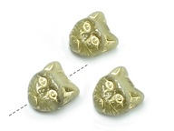 Cat Faces Siamská-Zlatá inlay-Vert Diera 12mm-4ks Cat Faces Siamská-Zlatá inlay-Vert Diera 12mm-4ks