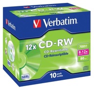 VERBATIM CD-RW 700 MB 8-12X JEWEL CASE*10 43148 VERBATIM CD-RW 700 MB 8-12X JEWEL CASE*10 43148