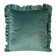 Dekoračná obliečka na vankúš 45x45 Velvet 25 O mint tmavý zamatový volánik Eur Dekoračná obliečka na vankúš 45x45 Velvet 25 O mint tmavý zamatový volánik Eur