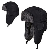 Čierna pánska pilotná čiapka Ushanka, zimná, módna, teplá Čierna pánska pilotná čiapka Ushanka, zimná, módna, teplá