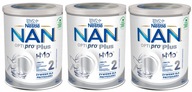 3x NAN 2 Optipro Plus upravené mlieko 800g