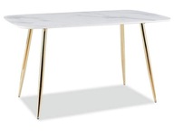 CERES stôl 140x80 biely mramor/zlato SIGNAL