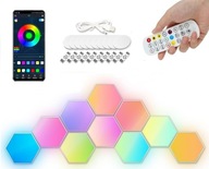 Šesťhranná lampa x10 voštinová RGB USB SADA ČASOVAČA NA DIAĽKOVÚ APLIKÁCIU HUDBA Šesťhranná lampa x10 voštinová RGB USB SADA ČASOVAČA NA DIAĽKOVÚ APLIKÁCIU HUDBA