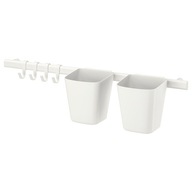 IKEA SUNNERSTA Tyč so 4 háčikmi/2 nádobami, biela IKEA SUNNERSTA Tyč so 4 háčikmi/2 nádobami, biela