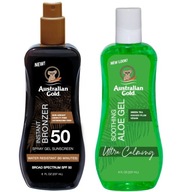 Austrálsky zlatý sprejový gél s bronzerom SPF50 + aloe po opaľovaní Austrálsky zlatý sprejový gél s bronzerom SPF50 + aloe po opaľovaní