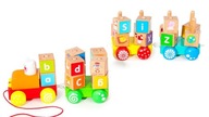 Drevený vláčik veľké vzdelávacie bloky ECOTOYS abeceda Drevený vláčik veľké vzdelávacie bloky ECOTOYS abeceda