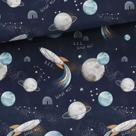 Látka 100% bavlna Blast off Navy 1MB Látka 100% bavlna Blast off Navy 1MB