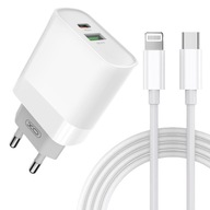 Rýchlonabíjacia kocka pre iPhone USB-C 20W double s Lightning káblom Rýchlonabíjacia kocka pre iPhone USB-C 20W double s Lightning káblom
