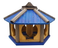 Veľké modré drevené kŕmidlo pre vtáky