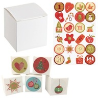 Adventný kalendár DIY biele krabičky + sada kraftových nálepiek Adventný kalendár DIY biele krabičky + sada kraftových nálepiek