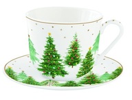 Vianočné stromčeky veľká porcelánová šálka s podšálkou v krabičke 400 ml Vianočné stromčeky veľká porcelánová šálka s podšálkou v krabičke 400 ml