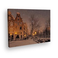 Svietiaci vianočný obrázok - Zasnežené mesto 40x30cm Svietiaci vianočný obrázok - Zasnežené mesto 40x30cm