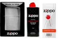 SADA ZAPAĽOVAČOV ZIPPO BRÚSENÝ CHROM BENZÍN KAMENE Príslušenstvo SADA ZAPAĽOVAČOV ZIPPO BRÚSENÝ CHROM BENZÍN KAMENE Príslušenstvo