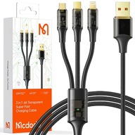 MCDODO MICRO USB LIGHTNING CABLE USB-C 3V1 6A 100W