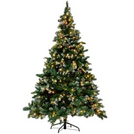 Zasnežený umelý vianočný stromček so svetielkami 210 cm Z