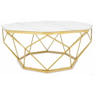 Elegantný konferenčný stolík, zlatá sklenená glam doska
