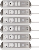 Brennenstuhl USB rohová napájacia lišta 2m 4 zásuvky + 2-USB 3.10A x6