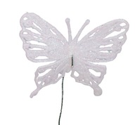 Trblietavé motýliky na drôtiku na ozdobu, biele 72