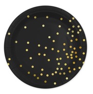 Čierne taniere so zlatými bodkami 18cm 6 ks.