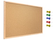 Korková tabuľa 80x50cm, drevený rám + špendlíky Korková tabuľa 80x50cm, drevený rám + špendlíky