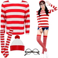 OUTFIT KDE'S WALLY CARNEVAL HALLOWEEN WHERE'S WALLY 164 170 OUTFIT KDE'S WALLY CARNEVAL HALLOWEEN WHERE'S WALLY 164 170