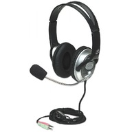 Klasické stereo počítačové slúchadlá Manhattan s 3,5 mm jack mikrofónom Klasické stereo počítačové slúchadlá Manhattan s 3,5 mm jack mikrofónom