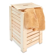 67L drevený kôš na prádlo 35x35x55 PINUS do kúpeľne s krytom