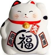 Figúrka z prasiatka Biela mačka Lucky Maneki Neko