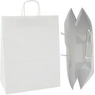 Biele papierové tašky 30x17x42cm 100ks na nákup Biele papierové tašky 30x17x42cm 100ks na nákup