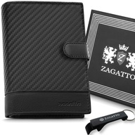 Vertikálna čierna kožená pánska peňaženka s elegantným RFID zapínaním ZAGATTO