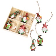 Drevené ozdoby na vianočný stromček, prívesky, trpaslíci, vianočné ozdoby, 12 kusov