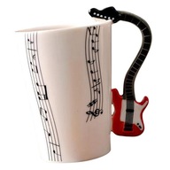 Keramický hrnček hrnček káva mlieko čaj červená pílka gitara