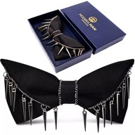Pánsky motýlik do obleku, originálny cvočkový PARTY motýlik, čierny, darček