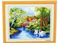 SÚPRAVA KRÍŽIKOVÝCH VÝŠÍV, KRÍŽIKOVÉ IHLY PLÁTNO S PLÁTNOU 40x50 PÁR LABUTÍ -09 SÚPRAVA KRÍŽIKOVÝCH VÝŠÍV, KRÍŽIKOVÉ IHLY PLÁTNO S PLÁTNOU 40x50 PÁR LABUTÍ -09