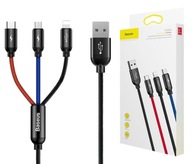 3V1 USB KÁBEL PRE IPHONE MICRO TYP-C 5A LED BASEUS 3V1 USB KÁBEL PRE IPHONE MICRO TYP-C 5A LED BASEUS