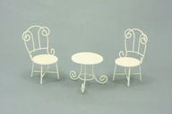 MINI ZÁHRADKA - Stôl so stoličkami, biela - výška 5,9 cm