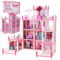 Domček pre bábiky ružová DIY 4 úrovne nábytku 61 cm