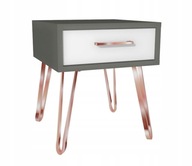 Sivobiely nočný stolík z ružového zlata 40x40 GLAMOUR