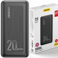 DUDAO POWERBANK 20000 MAH PD 20W RÝCHLE NABÍJANIE 3.0 2XUSB/USB C ČIERNA