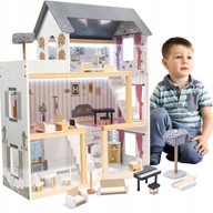 MDF drevený domček pre bábiky + nábytok 78cm čierny