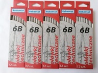 TECHNICKÉ ceruzky Tvrdosť 6B 60 kusov Súprava olova