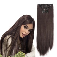 Clip In syntetické rovné dlhé vlasy na predlžovanie 60 cm tmavohnedé Clip In syntetické rovné dlhé vlasy na predlžovanie 60 cm tmavohnedé