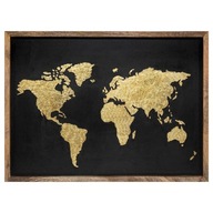 NÁSTENNÁ DEKORÁCIA zlatá GLAMOUR mapa sveta 78x58