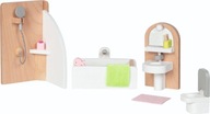 Drevený kúpeľňový nábytok pre bábiky Goki 3+