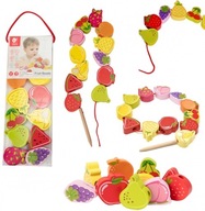 Drevené kocky na navliekanie ovocných puzzle Drevené kocky na navliekanie ovocných puzzle